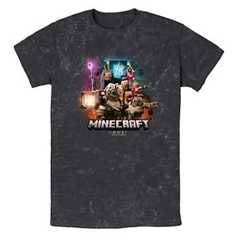 Men's Minecraft Movie Piglings Mob Mineral Wash Graphic Tee