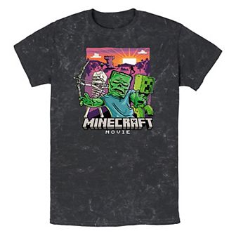 Men's Minecraft Movie Monsters Mob Mineral Wash Graphic Tee