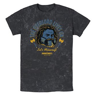 Men's Minecraft Movie The Overlord Lives On Mineral Wash Graphic Tee