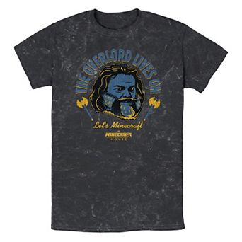 Men's Minecraft Movie The Overlord Lives On Mineral Wash Graphic Tee