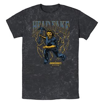 Men's Minecraft Movie Head Fake Mineral Wash Graphic Tee