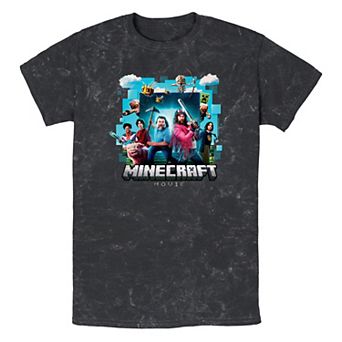 Men's Minecraft Movie Poster Mineral Wash Graphic Tee