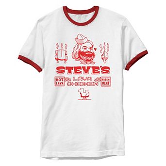 Men's Minecraft Movie Steve's Lava Chicken Ringer Graphic Tee