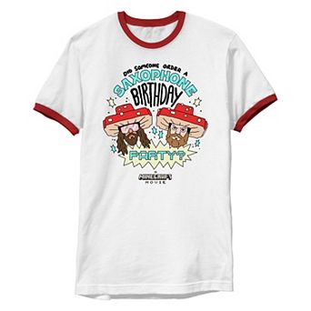 Men's Minecraft Saxophone Birthday Party Ringer Graphic Tee