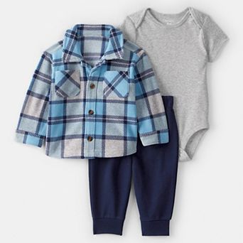 Baby Boy Carter's 3 pc Plaid Shacket, Bodysuit & Pants Set