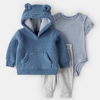 Baby Boy Carter's 3 pc Bear Sherpa Hoodie, Bodysuit & Pant Set