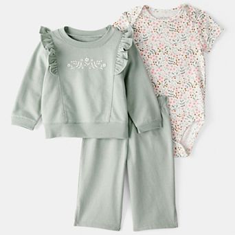 Baby Girl Carter's 3 pc Floral Sweatshirt & Pant Set