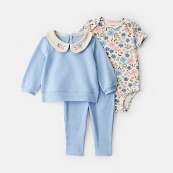 Baby Girl Carter's 3 pc Floral Collared Cardigan, Bodysuit & Leggings Set