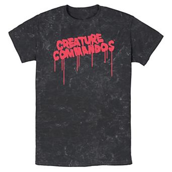 Men's Creature Commandos Drippy Paint Mineral Wash Graphic Tee