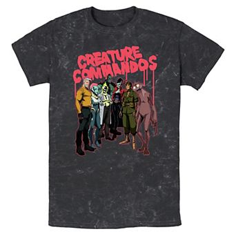 Men's Creature Commandos Crew Portrait Mineral Wash Graphic Tee