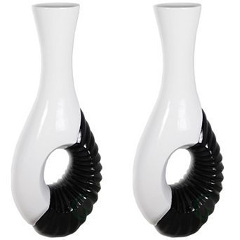 Set Of 2 Modern Black And White Large Floor Vase - 43 Inch Tall, Contemporary Home Decor