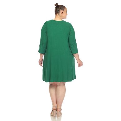 Plus Size Crisscross Cutout Swing Dress with Pockets