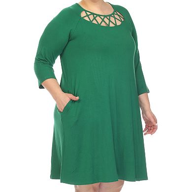 Plus Size Crisscross Cutout Swing Dress with Pockets
