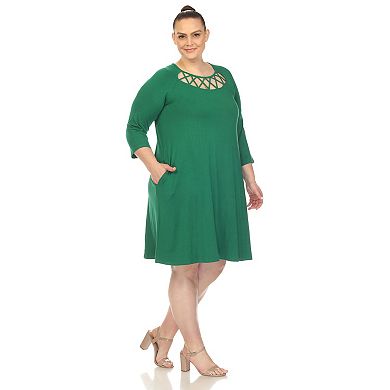 Plus Size Crisscross Cutout Swing Dress with Pockets