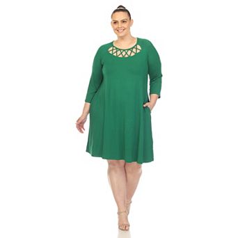 Plus Size Crisscross Cutout Swing Dress with Pockets