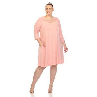 Plus Size Crisscross Cutout Swing Dress with Pockets