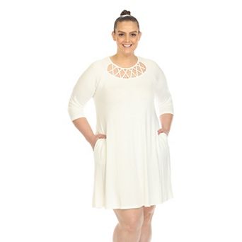 Plus Size Crisscross Cutout Swing Dress with Pockets