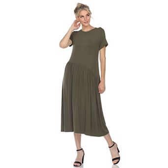 Women's Asymmetrical Empire Waist Midi Dress