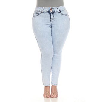 Plus Size Acid-Wash Stretch Denim Jeans