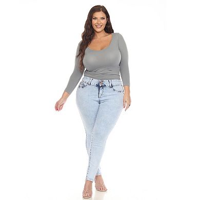 Plus Size Acid-Wash Stretch Denim Jeans