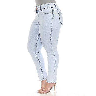 Plus Size Acid-Wash Stretch Denim Jeans