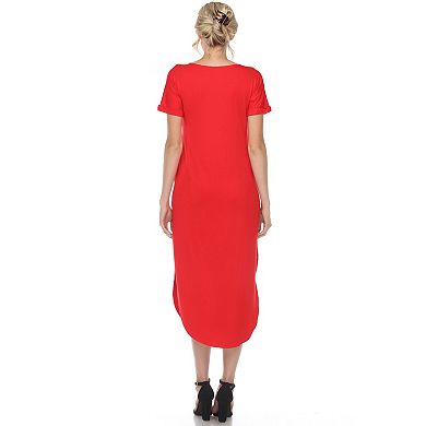 Women's Relaxed Fit V-Neck Maxi Dress with Pockets