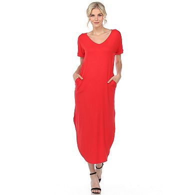 Women's Relaxed Fit V-Neck Maxi Dress with Pockets