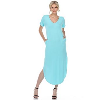Women's Relaxed Fit V-Neck Maxi Dress with Pockets