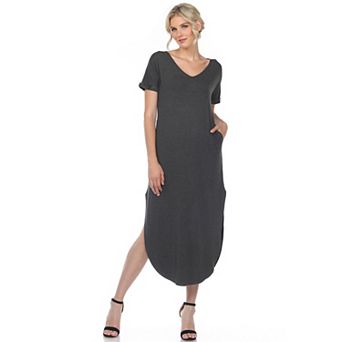 Women's Relaxed Fit V-Neck Maxi Dress with Pockets
