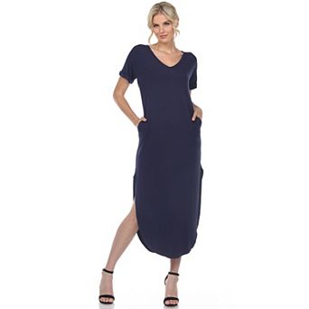 Women's Relaxed Fit V-Neck Maxi Dress with Pockets