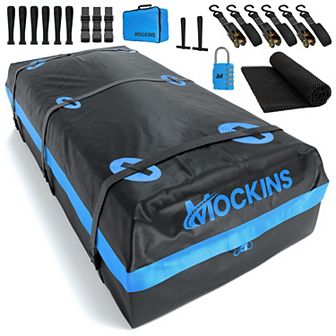 Mockins 35 CuFt. Blue Waterproof Rooftop Cargo Bag (80"x40"x19") with Mat, Straps, Hooks & More