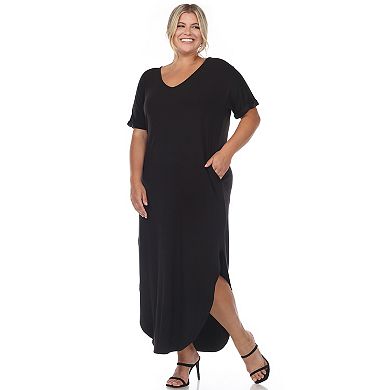 Plus Size Relaxed Fit V-Neck Maxi Dress with Pockets
