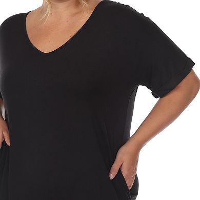 Plus Size Relaxed Fit V-Neck Maxi Dress with Pockets