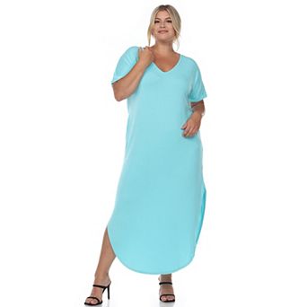 Plus Size Relaxed Fit V-Neck Maxi Dress with Pockets