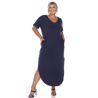 Plus Size Relaxed Fit V-Neck Maxi Dress with Pockets