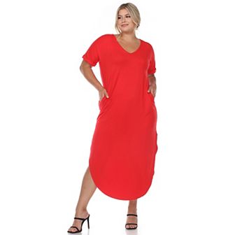 Plus Size Relaxed Fit V-Neck Maxi Dress with Pockets