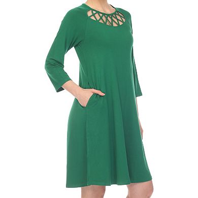 Women's Crisscross Cutout Swing Dress with Pockets