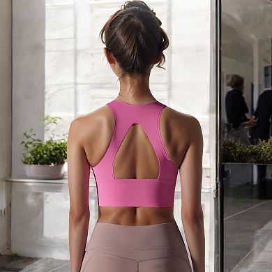 Women's High Neck Sports Brawith Racerback Design and Seamless Fit