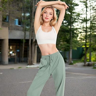 Women's Medium Impact Sports Bra with Wide Band and Scoop Neck