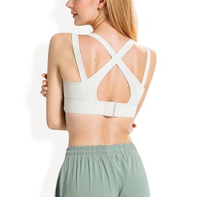 Women's Medium Impact Sports Bra with Wide Band and Scoop Neck