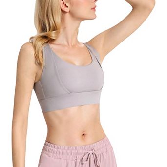 Women's Medium Impact Sports Bra with Wide Band and Scoop Neck