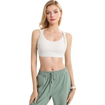 Women's Medium Impact Sports Bra with Wide Band and Scoop Neck
