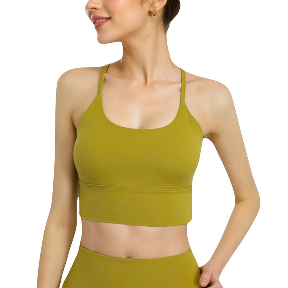 Women's Two-Tone Strappy Sports Bra with Scoop Neck