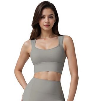 Women's Scoop Neck Longline Sports Bra with Wide Straps