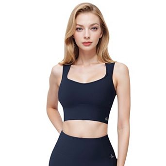 Women's Scoop Neck Longline Sports Bra with Wide Straps