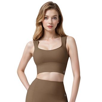 Women's Scoop Neck Longline Sports Bra with Wide Straps