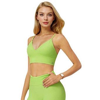 Women's V-Neck Longline Sports Bra with Adjustable Spaghetti Straps