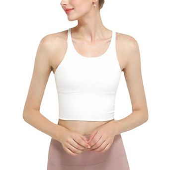 Women's Racerback Longline Sports Bra with Built-In Support and Scoop Neck