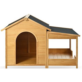 60.2" Large Wooden Dog House with Porch