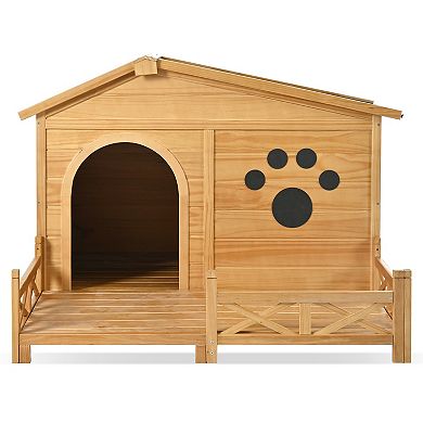 48" Wooden Dog House Outdoor with Porch